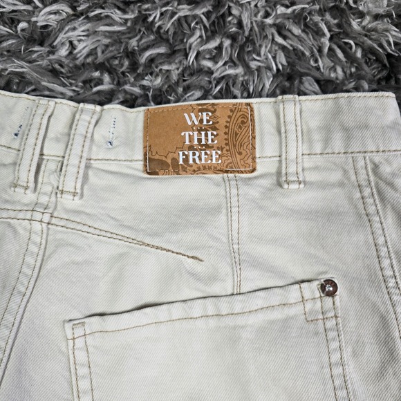 WE THE FREE Cream Good Luck Mid Rise Barrel Jeans Size 28 Boho - Picture 10 of 11
